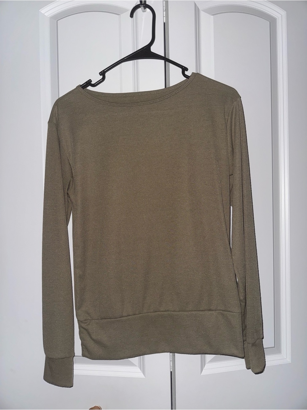 Amazon 2 Piece Set- Long Sleeve Top and Bottoms in khaki.